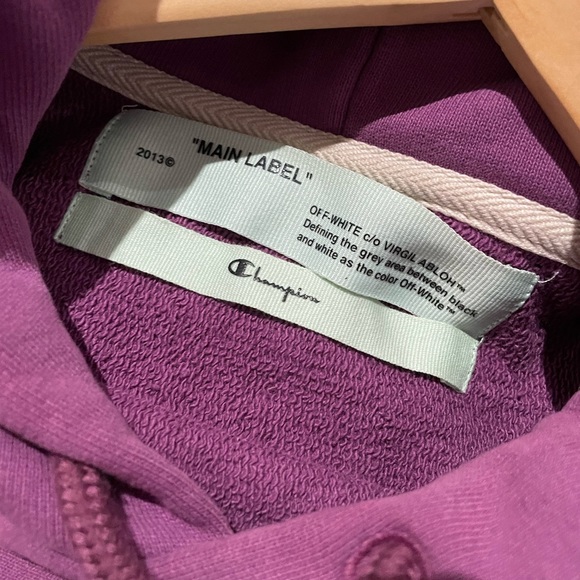 Champion x Off White Purple Hoodie size Medium - Picture 7 of 9